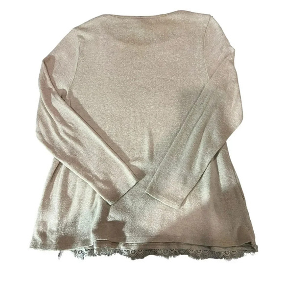 Alya Womens Size Small - Cream Long Sleeve Crew Lace Detail Sweater - Picture 3 of 3